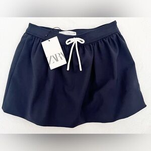 NWT! Zara Balloon Skirt With Drawstring‎ Girls Dark Blue $36 Sz 8